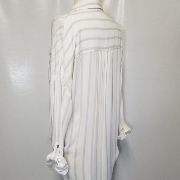 ANTHROPOLOGIE MAEVE Ivory Striped Hi Lo Top Size M - Picture 5 of 8